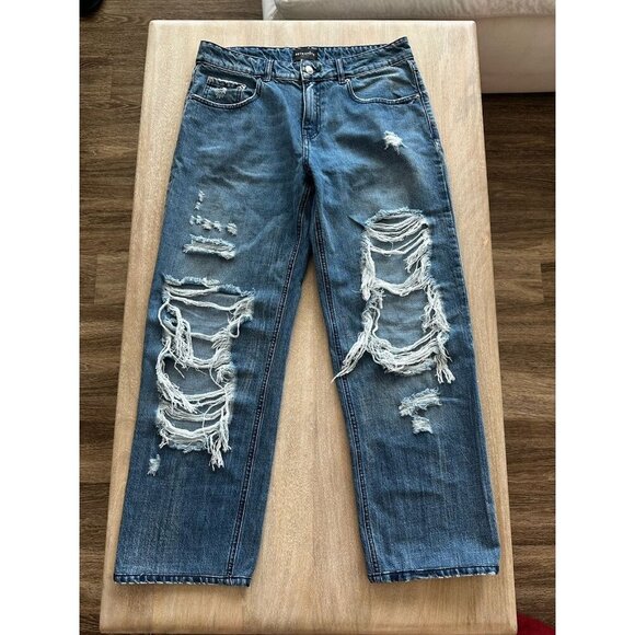 Retrofete Low Rise Chris Jean Distressed in Sea Medium Wash Size 28 - Picture 3 of 12